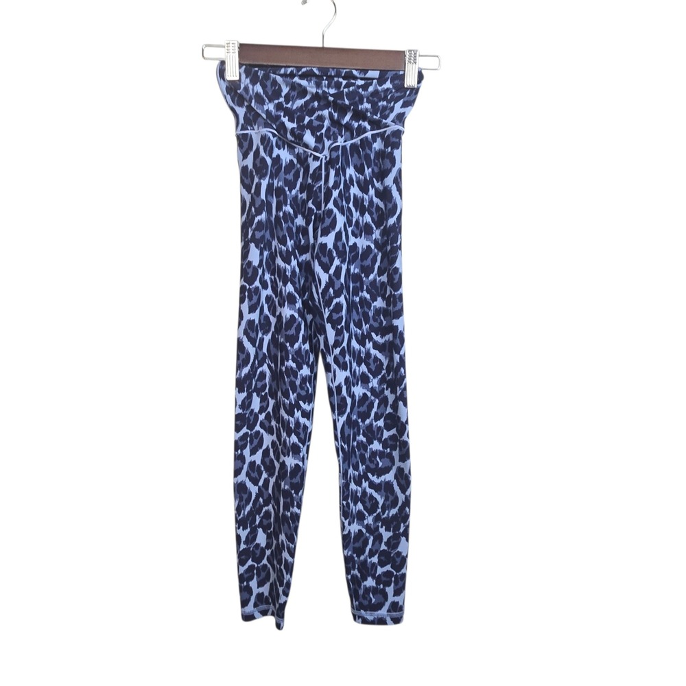 Aerie‎ Offline 7/8 Leggings High Waisted Leopard Print Blue Activewear Womens